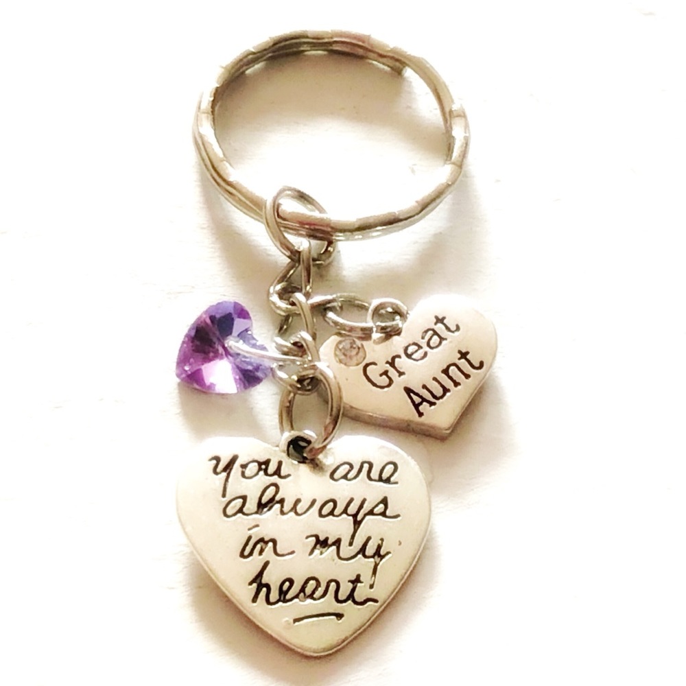 Personalized 🌷 Great Aunt Silver Keychain Gift
